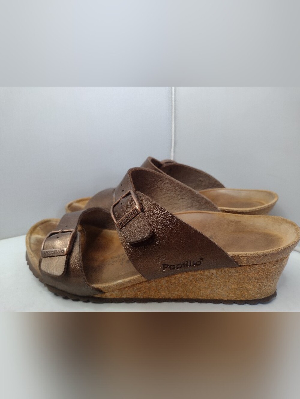 Papillio by Birkenstock Dorothy Wedge Sandals 39 8 Brown Strappy Cork G